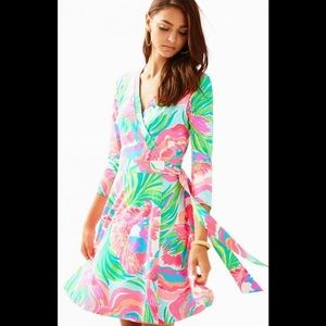 Emilia Wrap Dress in Serene Blue Paradise Bound